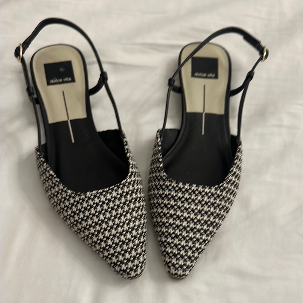 Dolce Vita Black and White Slingback Flats
